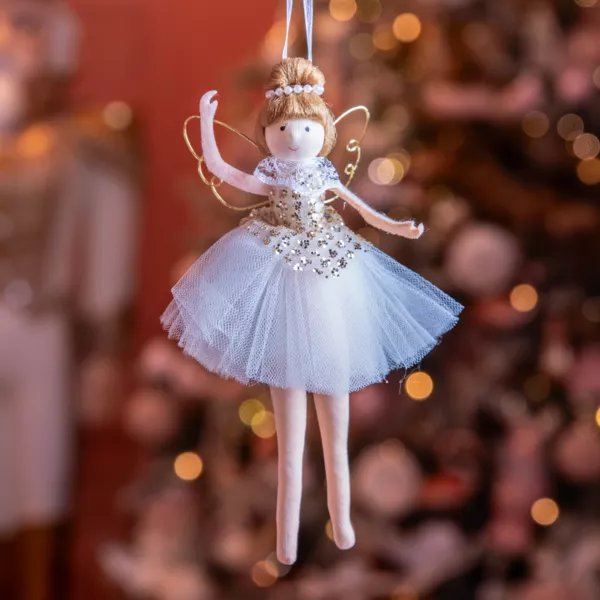 �ngel de Navidad para colgar (H20 cm) Bailarina Dorada
