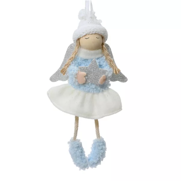 Engel zum Aufh�ngen (H16 cm)  Fille �toil�e Blau
