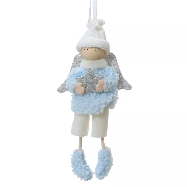 Angelo da appendere (H16 cm) Piccolo Ragazzo stellato Blu