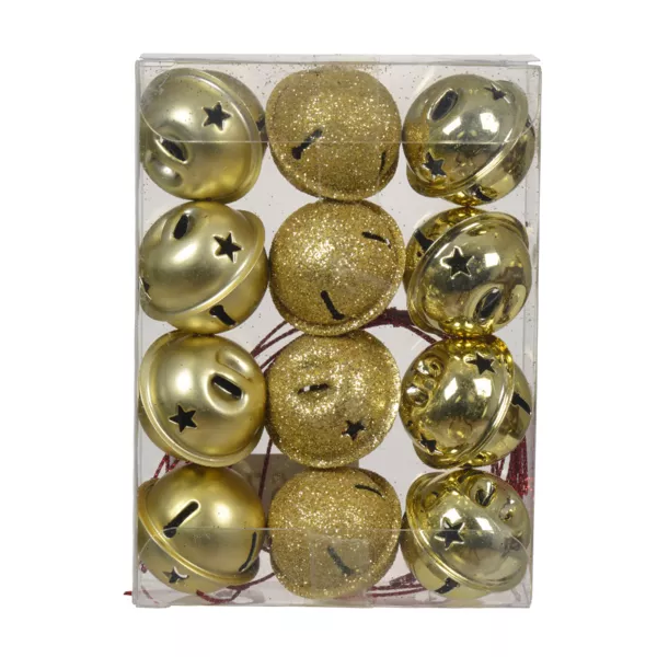 Lote de 12 campanillas para colgar (D3 cm) Christmas Stars Oro