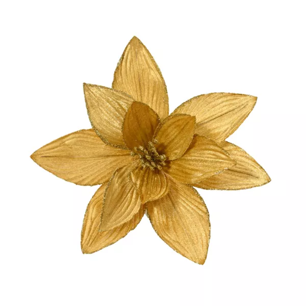 Gran Poinsettia de Navidad en clip (D30 cm) Terciopelo Oro