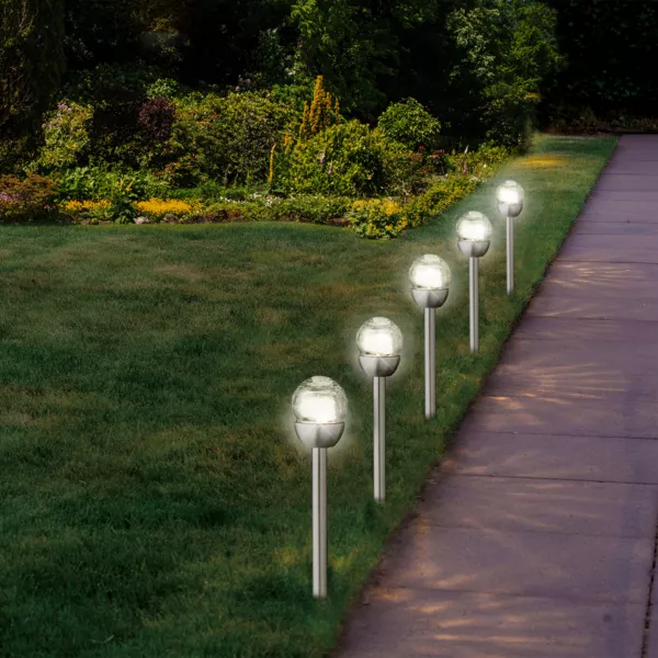 Set van 6 buitenlampen op zonne-energie glas - Warmwit