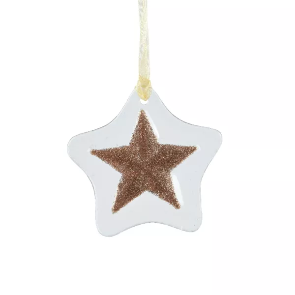 Stella di Natale in vetro (D7 cm) Morillon Bianco e oro glitterato