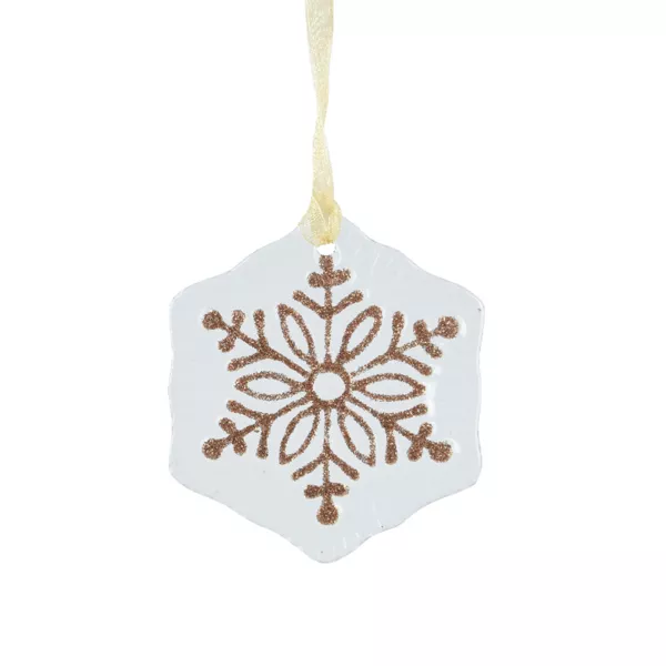Fiocco di neve in vetro (D7 cm) Morillon Bianco e oro glitterato