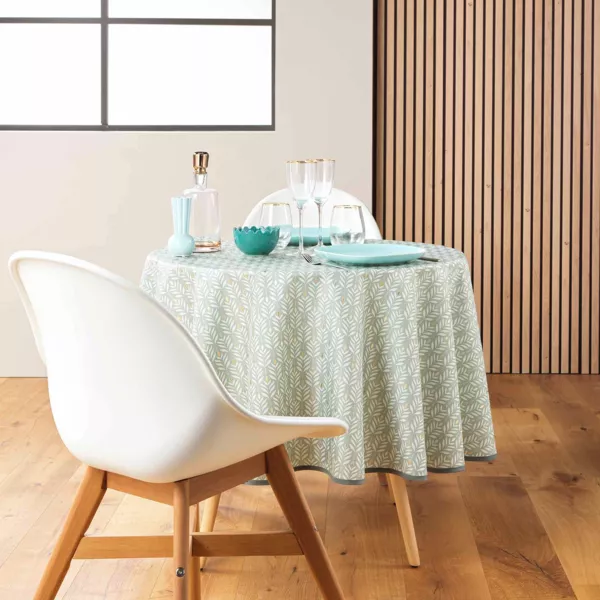 Ronde vlekbestendige tafelkleed (180 cm) Piana Saloegroen