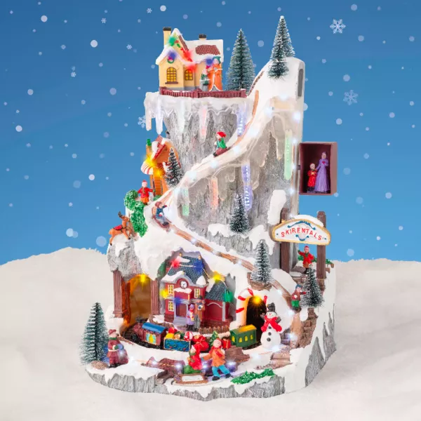 Beleuchtetes Weihnachtsdorf mit Musik batteriebetrieben Glaçons colorés et illuminés