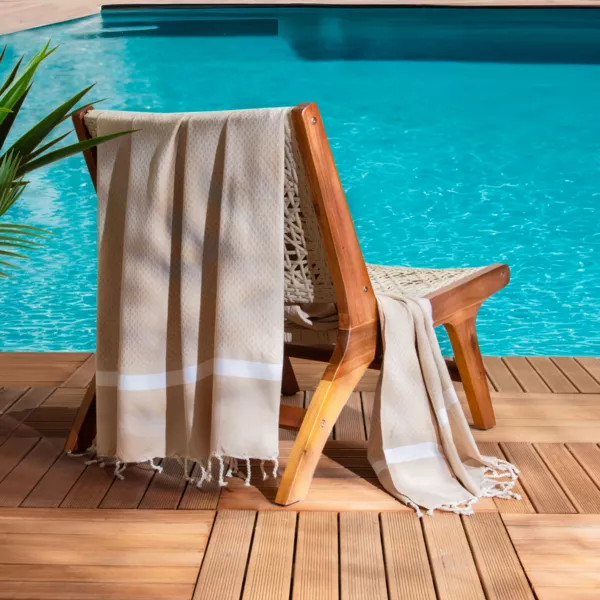 Fouta af genanvendt bomuld (100 x 200 cm) Selma Beige