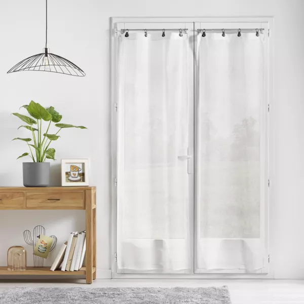 Coppia di tende trasparenti con anelli (70 x 200 cm) Linka Bianca
