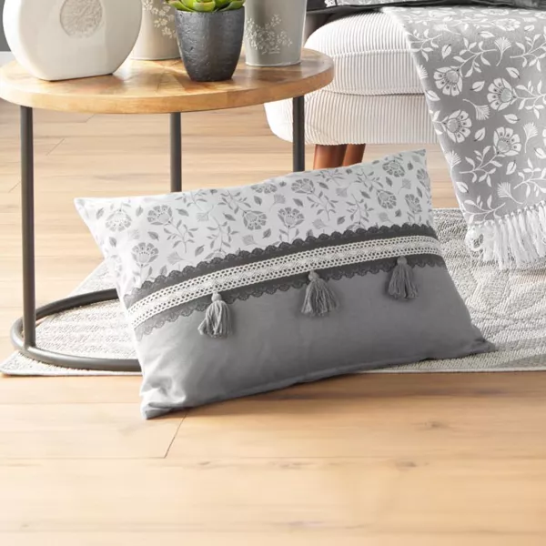 Coj�n rectangular de tela de algod�n (40 x 60 cm) Flavie Gris