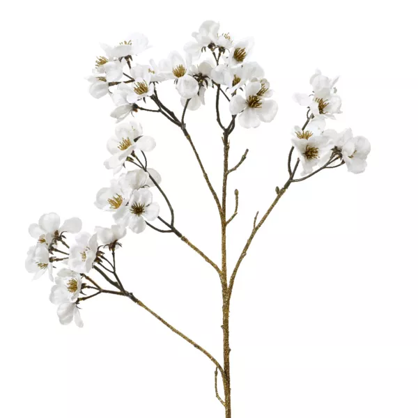 Rama de flores (H78 cm) Cornejo de terciopelo Blanco
