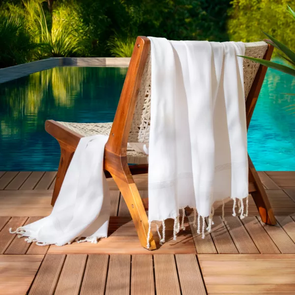 Fouta af genbrugt bomuld (100 x 200 cm) Beach Ecru