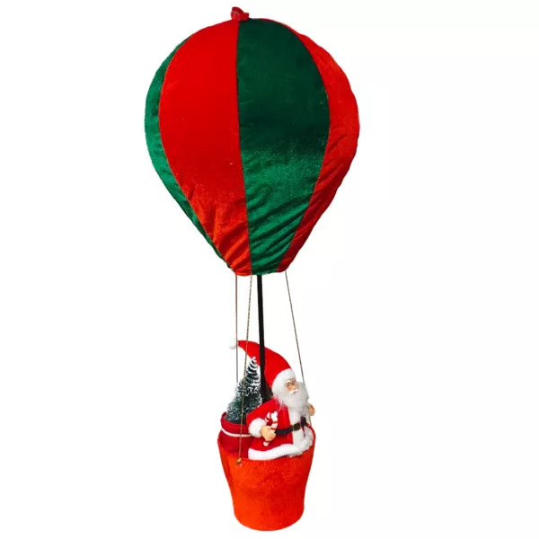 Pap� Noel en Globo Aerost�tico (H97 cm) A la aventura Verde y rojo