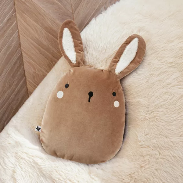 Coj�n para ni�o de conejo en terciopelo (40 x 45 cm) Pompon Marr�n