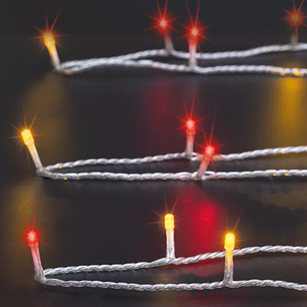 Lichterkette Timer 50 m 500 LED transparentes Kabel zweifarbig Warmwei�/Rot