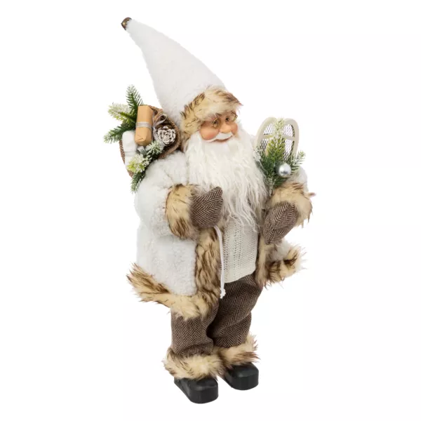 Traditionele Kerstman (H45 cm) L�on op sneeuwschoenen