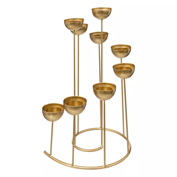 Kerzenhalter aus Metall 9 Kerzen (H35 cm) Spirale goldfarben