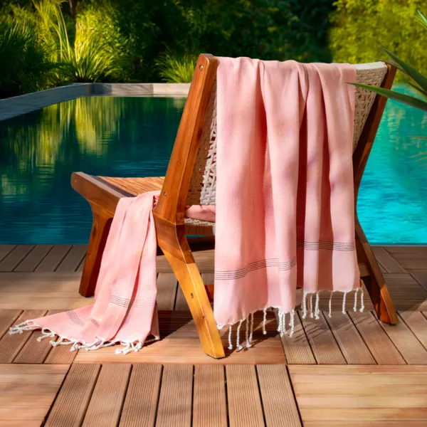 Fouta af genanvendt bomuld (100 x 200 cm) Beach Corail