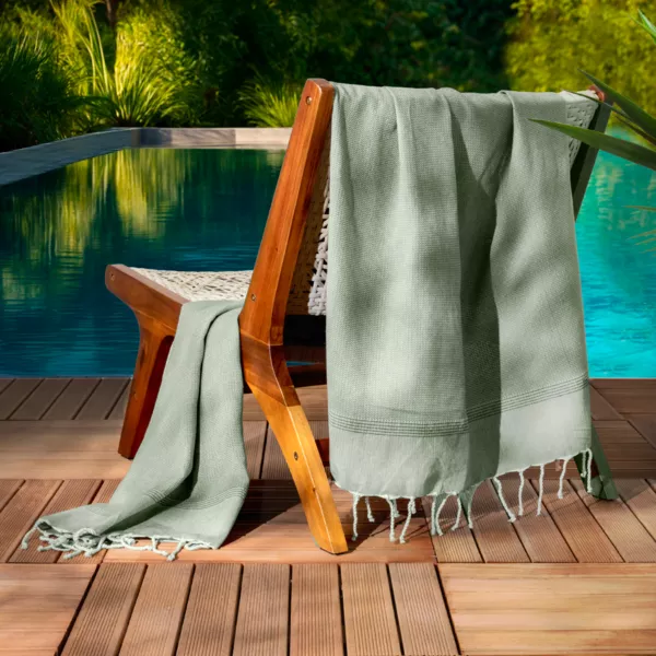 Fouta coton recycl� (100 x 200 cm) Beach Vert kaki
