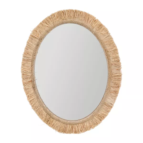 Miroir mural en fibres naturelles (H50 cm) Ovale Boh�me Beige