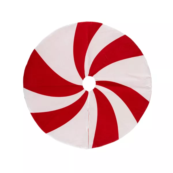 Tappeto rotondo di abete (D90 cm) Rosso e bianco Caramella