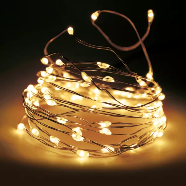 Guirlande lumineuse 32 m 320 Micro LED Fil d'argent Blanc chaud