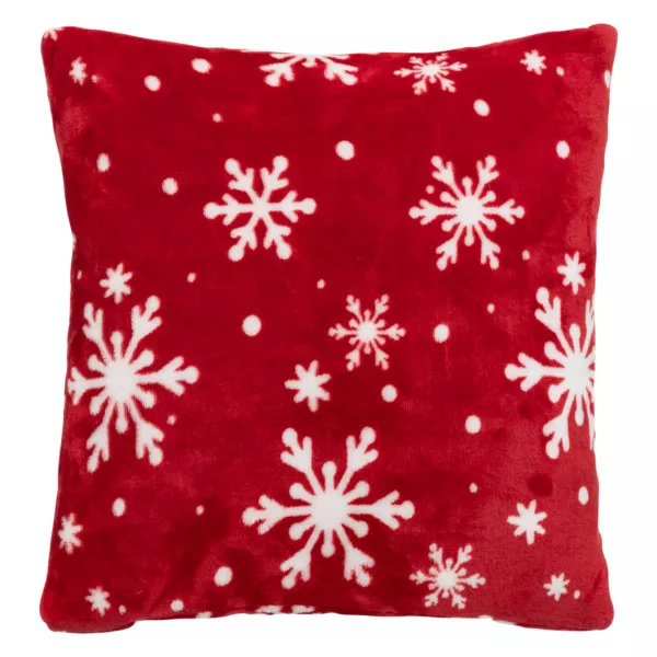 Cojín de Navidad cuadrado (40 cm) Copos de nieve Rojo