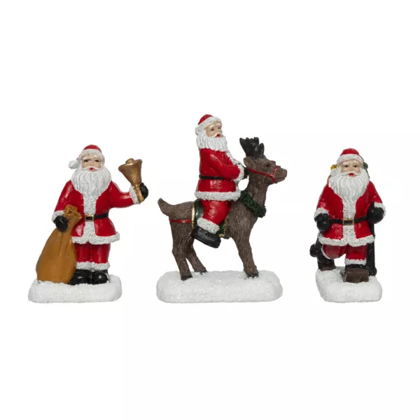 Set di 3 statuette per villaggio (H7 cm) Babbo Natale al lavoro