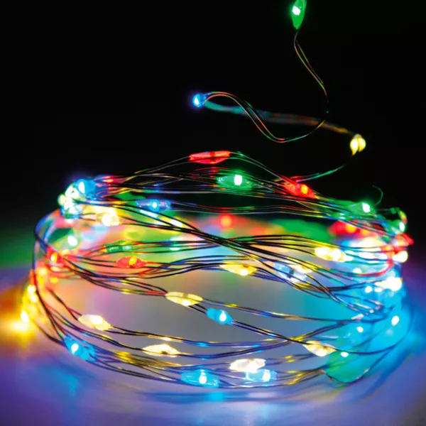 Ghirlanda luminosa 12 m 120 Micro LED Filo d'argento Multicolore