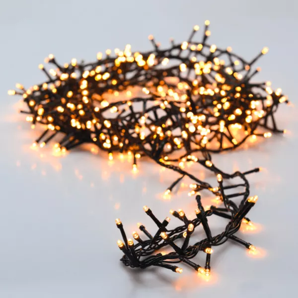 Guirlande lumineuse � piles 4 m 200 LED c�ble vert Boa Blanc extra chaud