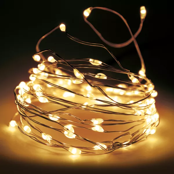 Lysk�de 8 m 80 Micro LED S�lvtr�d Varm hvid
