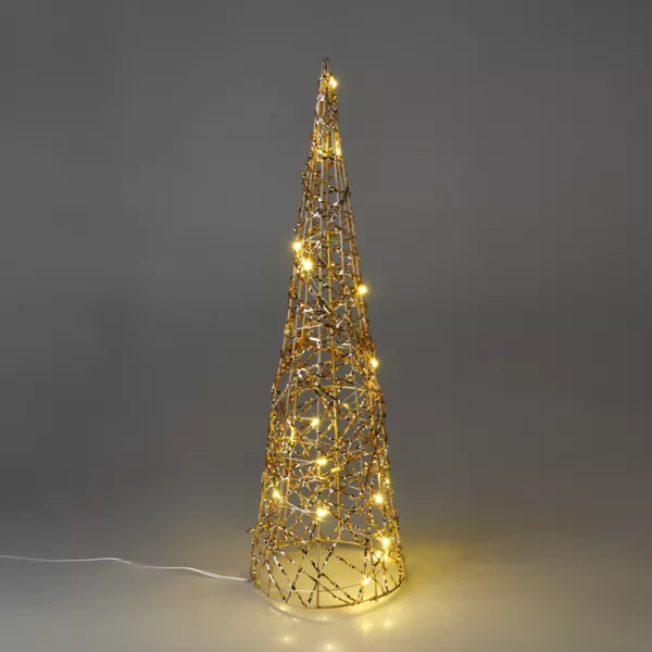 C�ne lumineux � piles 20 LED (H40 cm) Christmas Or et blanc chaud