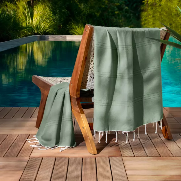 Fouta coton recycl� (100 x 200 cm) Sunshine Vert kaki