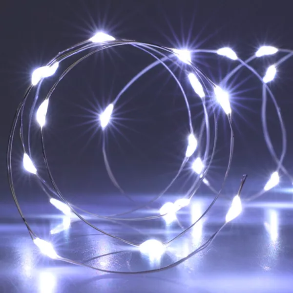 Guirlande lumineuse � piles 4 m 80 Micro LED Fil d'argent Blanc froid