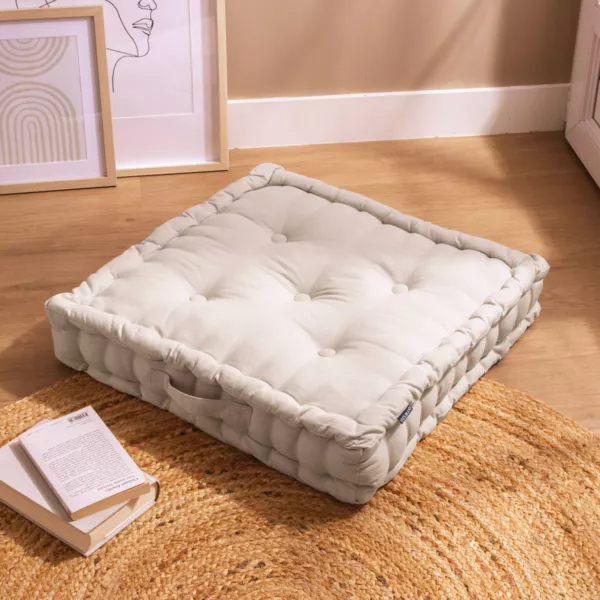 Coussin de sol coton (60 x 60 cm) Pixel Beige