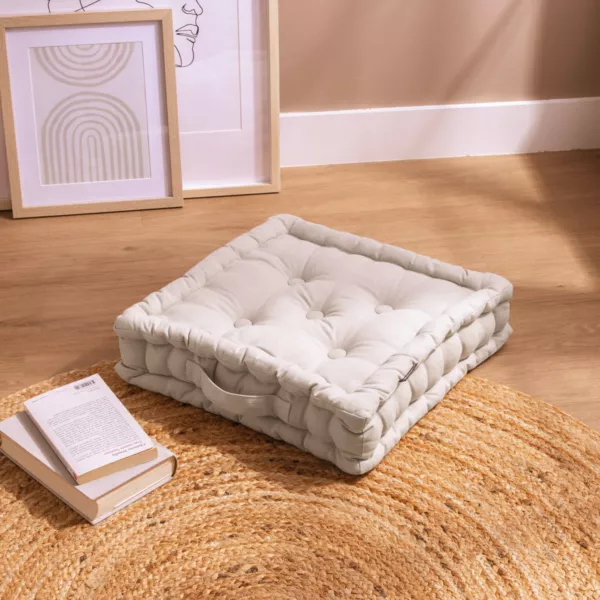 Coj�n de suelo en algod�n (40 x 40 cm) Pixel Beige