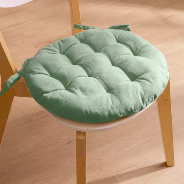 Coj�n redondo de silla en algod�n (40 cm) Pixel Verde menta