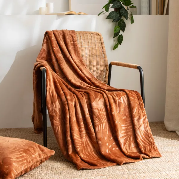 Manta suave en franela (125 x 150 cm) Flore Cobre