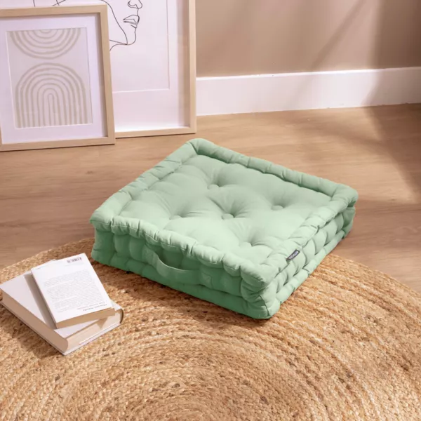 Coj�n de suelo en algod�n (40 x 40 cm) Pixel Verde menta