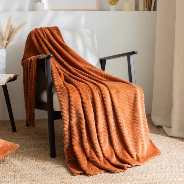 Plaid doux flanelle (125 x 150 cm) Zag Cuivre