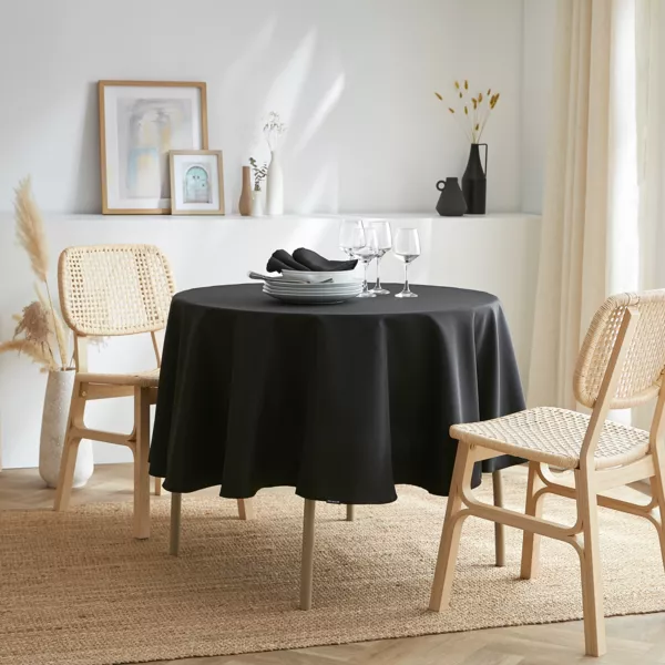 Nappe ronde anti tache (180 cm) Elise Noire