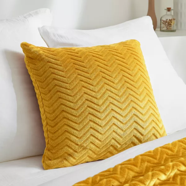 Cuscino quadrato in flanella (45 x 45 cm) Zag Giallo senape