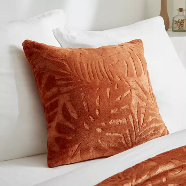 Sierkussen vierkant flanel (45 x 45 cm) Flore Koperkleurig