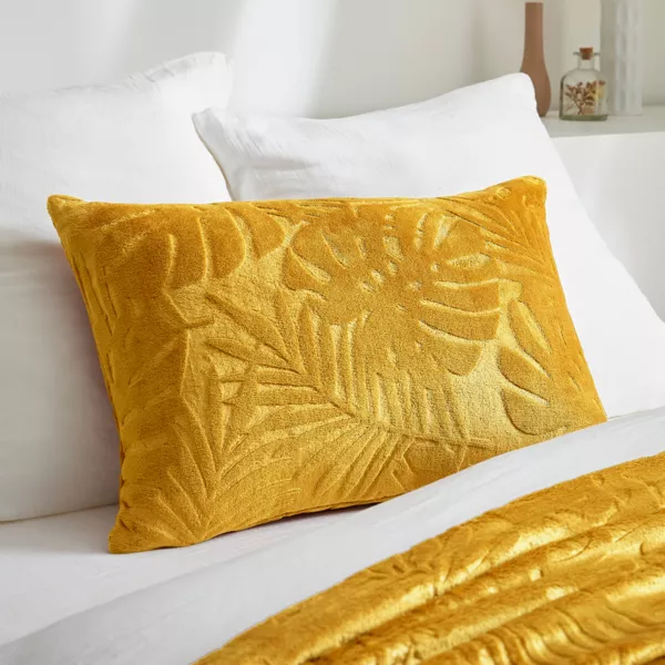 Coj�n rectangular en franela (40 x 60 cm) Flora Amarillo mostaza