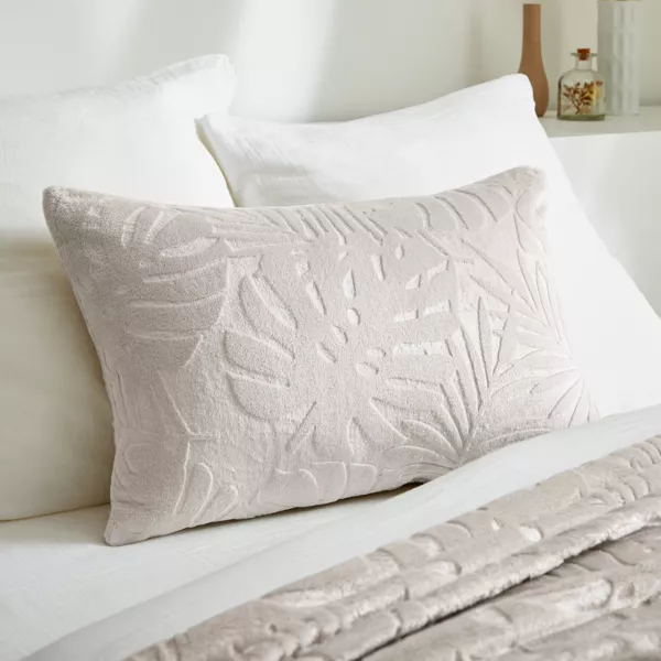 Coussin rectangulaire flanelle (40 x 60 cm) Flore Ecru