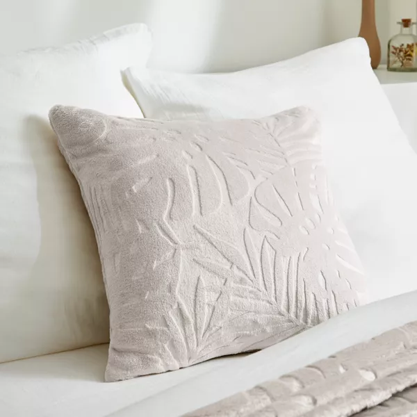 Coussin carr� flanelle (45 x 45 cm) Flore Ecru