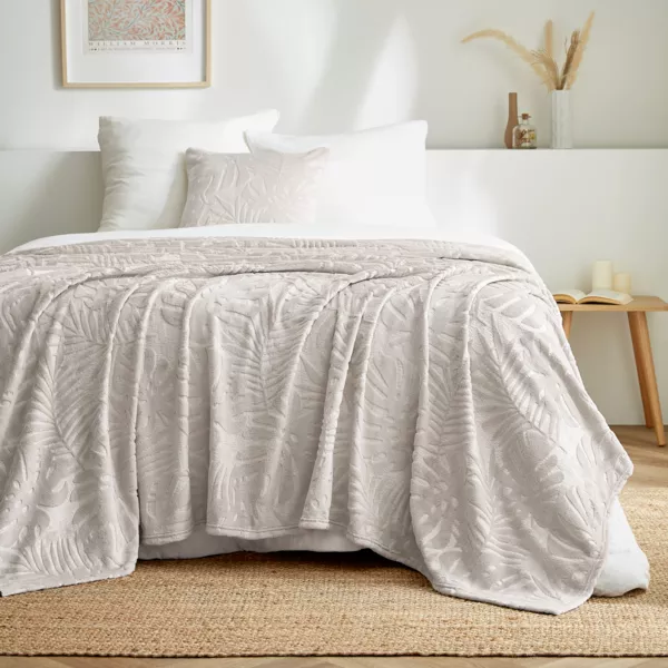 Manta suave en franela (180 x 230 cm) Flore Crudo
