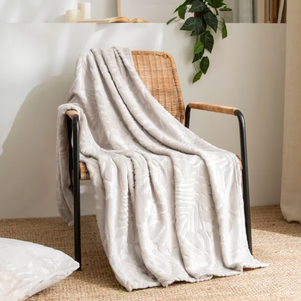 Manta suave en franela (125 x 150 cm) Flore Crudo