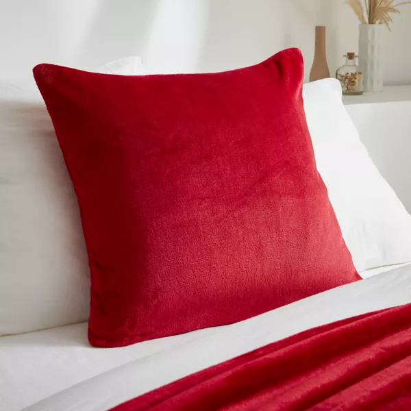 Housse de coussin carr�e flanelle (60 x 60 cm) Didou Rouge