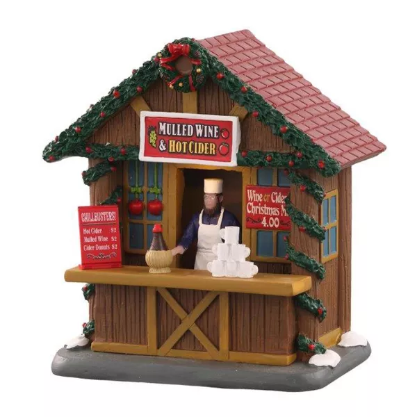 Village de No�l Lemax lumineux Stand de cidre et vin chaud