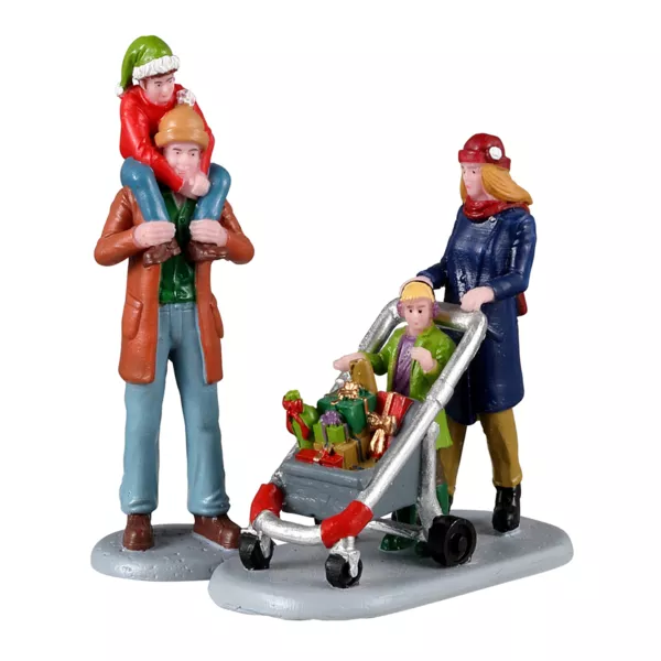 Lemax Figuren Familie beim Einkaufen f�r die Feiertage